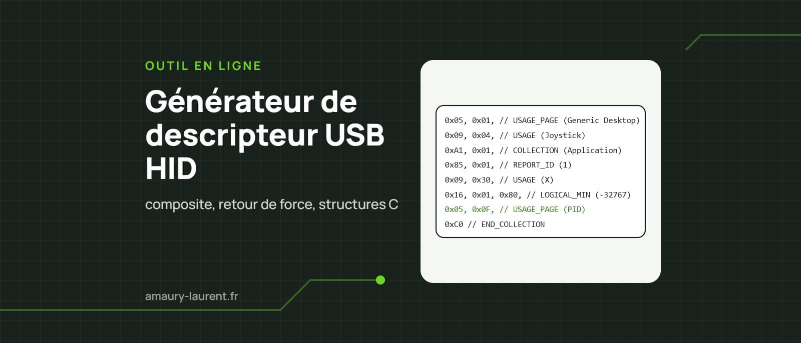 Générateur de descripteur USB HID : composite, retour de force, structures C