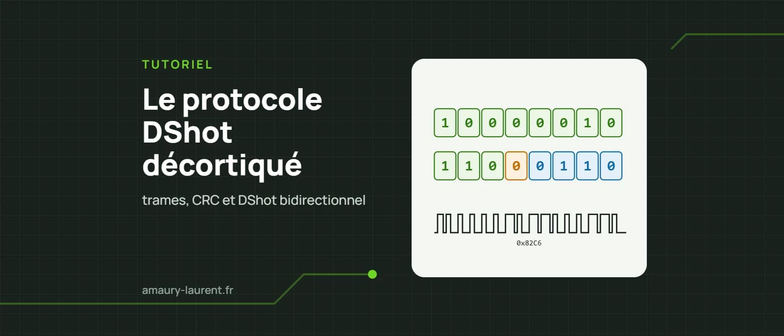 Trame DShot 0x82C6 : bits de gaz, bit de télémétrie et CRC